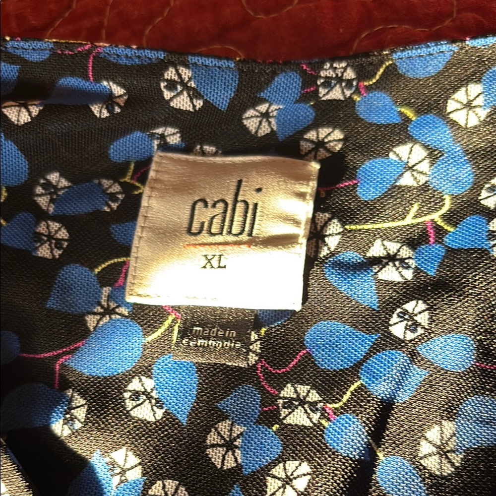 Cabi Floral Print Top - Blue and Black